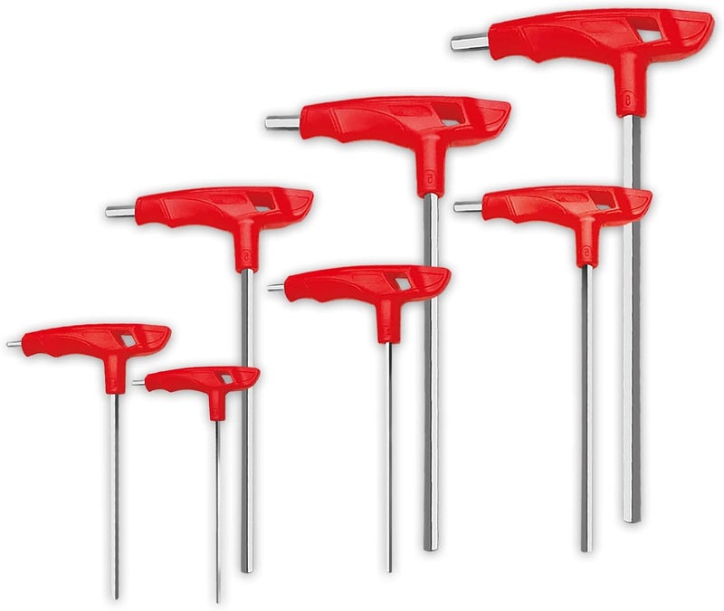 WISEUP t handle allen wrench set Metric,CR-V heavy duty hex key set with long arm,7-keys 2 2.5 3 4 5 6 8mm - Image 1